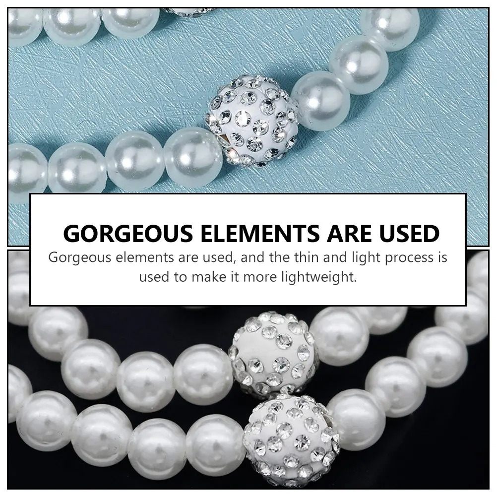 

1Set Pearl Necklace Bride Jewelry Kit Silver Elegant Earrings Bracelet Wedding Bride Accessory Set Prom Party Dance Performance