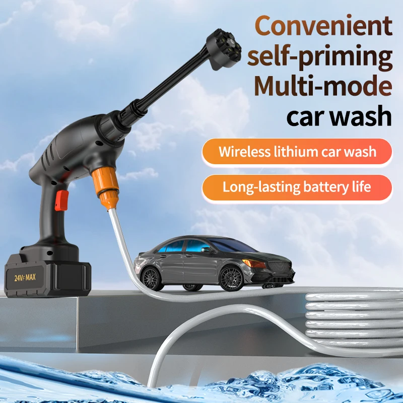 High Pressure Battery Rechargeable Wireless Washer Gun , 24V 48V 10000MAH 20000MAH Car Garden Cordless Spray Gun Washing Machine