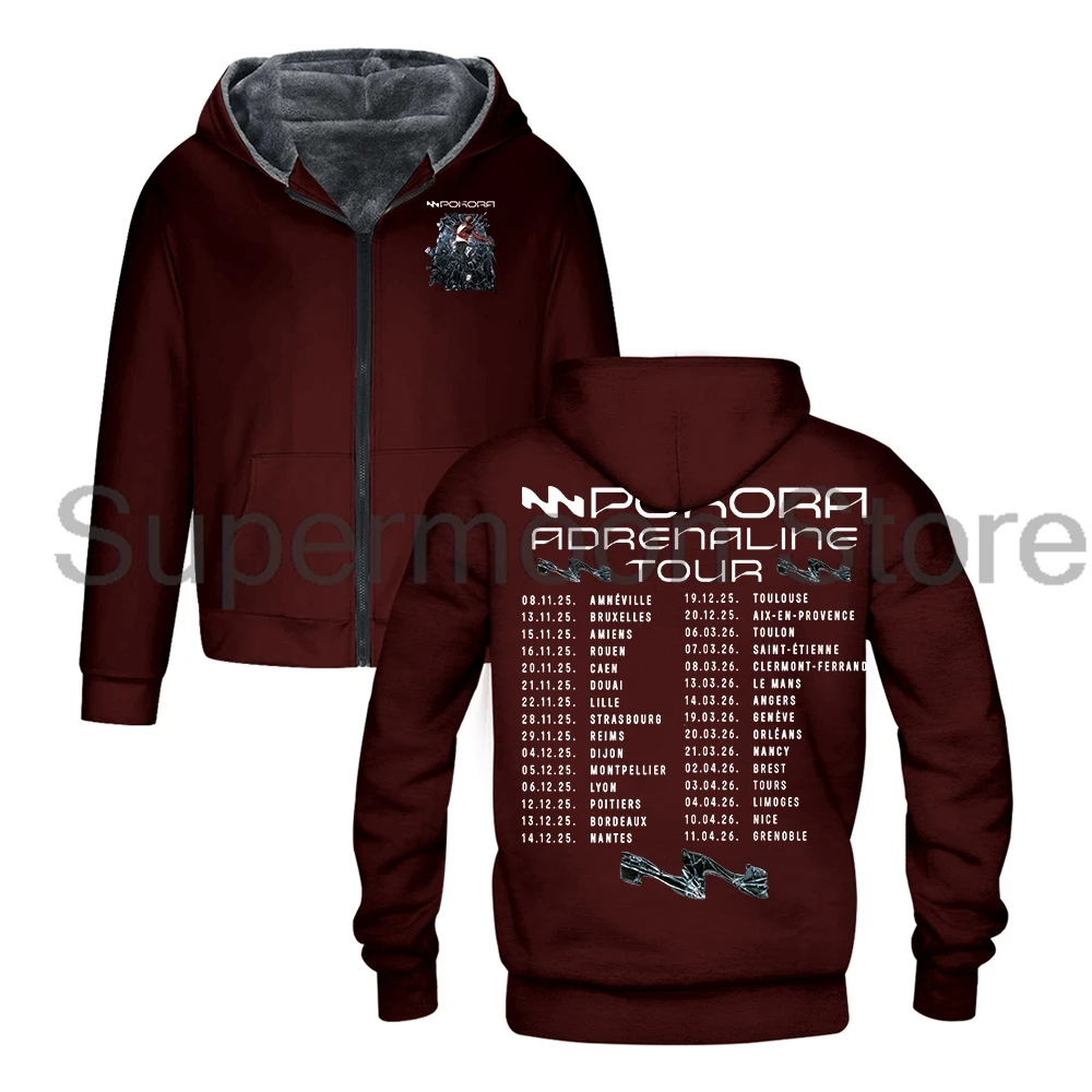 Matt Pokora Merch M Pokora Adrenaline Tour 2025 Zipper Hoodie Long Sleeve Streetwear Men Women Jacket Parkas Winter Coat