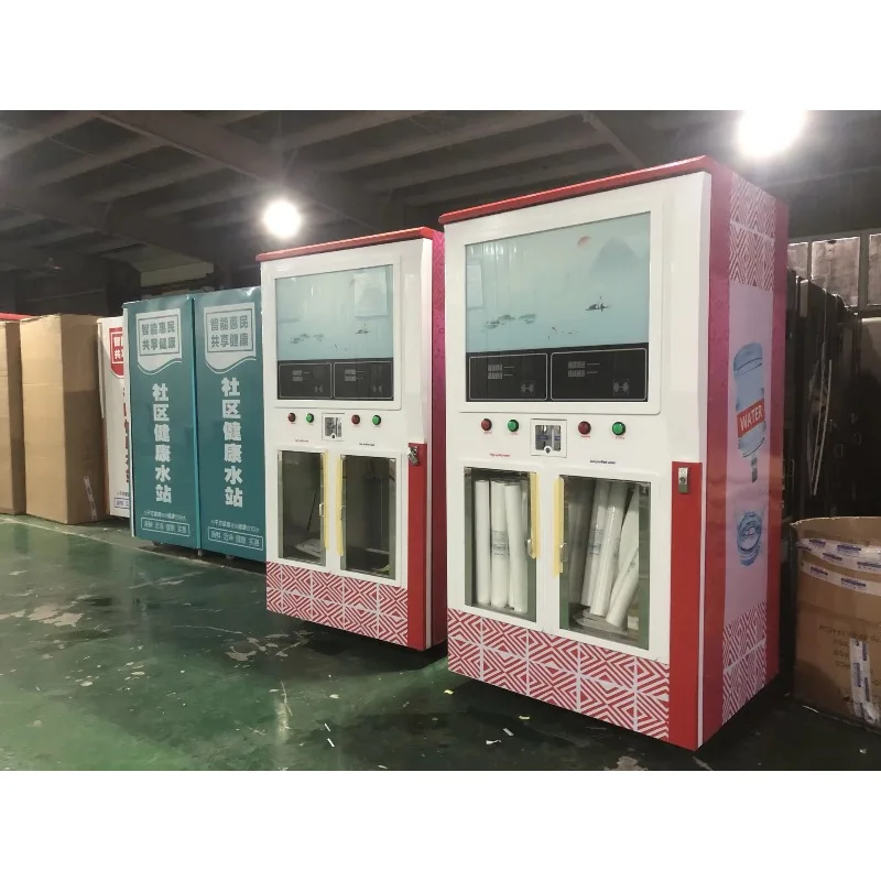 آلة بيع أجهزة الصراف الآلي للمياه ذات الغرفة المزدوجة التي تعمل بقطع النقود المعدنية لمياه الشرب