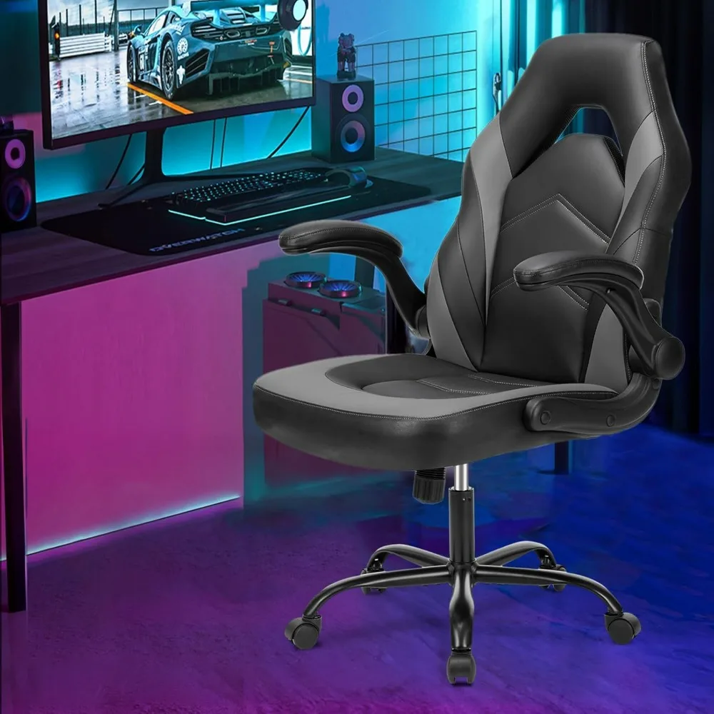 Computer Gaming Desk Chair - Ergonomic Office Executive Adjustable Swivel Task PU Leather Racing Chairs