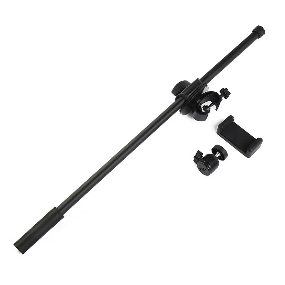 55cm Adjustable Rotating Microphone Stand Crossbar Arms Mic Clip Phone Holder Extension Bracket Designed 3/8 Thread Cross Bar