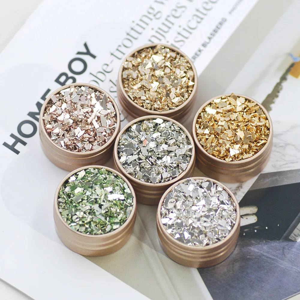 50g/bag Small-sized Iridescent Glass Fragments Irregular Photo Frame Phone Case Ultra-thin Fragment Nail Decoration Sticker