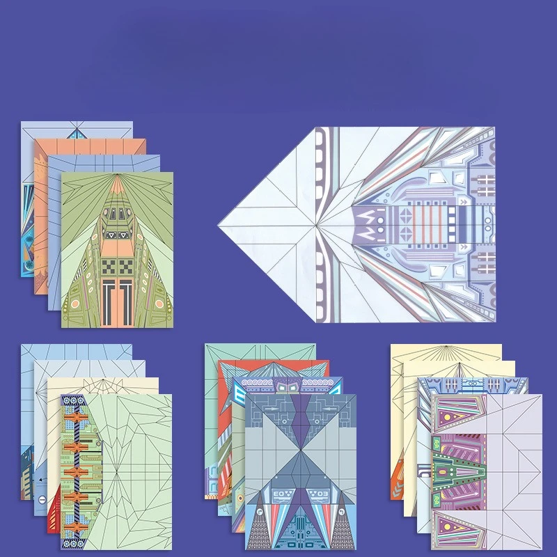 1 conjuntos de crianças iniciante origami enciclopédia 3d avião de papel colorido dobrável criativo clássico educacional brinquedo diy para crianças