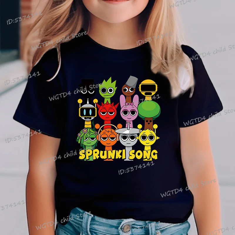 Kids T Shirt Sprunki Song Summer Shirt Boys Girls Cartoon Incredibox Game Character Graphic Tops Short Sleeve Kids Anime Clothes