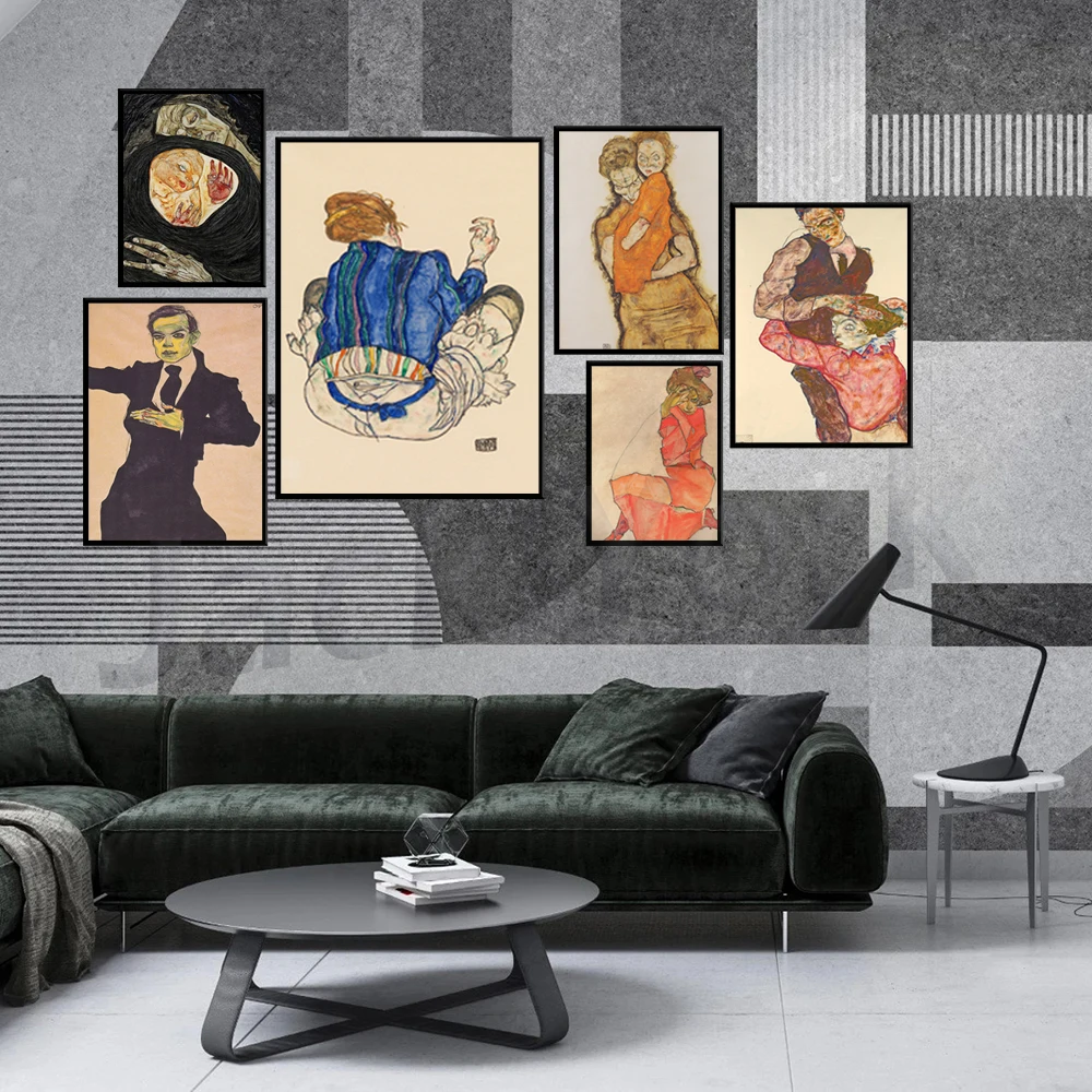 Egon Schiele - Max Oppenheimer (1910) - لوحة شهم ملصق طباعة ديكور فني جداري للمنزل عتيق #2