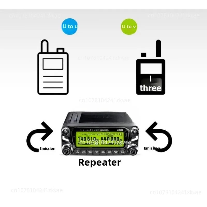 Two Way Transceiver, D9000, 50W, UHF, VHF, 136-174,400-520MHz Car Radio Station Walkie Talkie