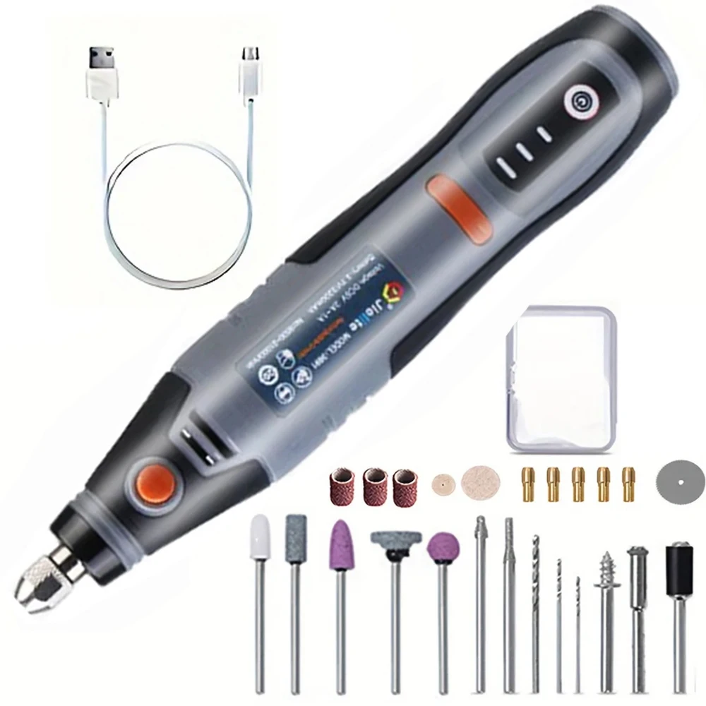 JANGKLIFE USB draadloos roterend gereedschap Dremel miniboor graveerpen elektrische mini draadloze boormachine met accessoires DIY-set