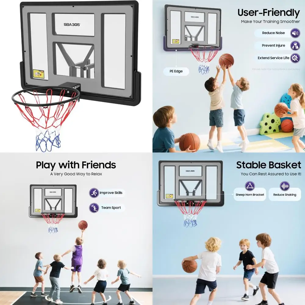 Combinação de painel e aro de basquete de parede interna, painel traseiro à prova de estilhaços de PET, aro de substituição para quadros domésticos