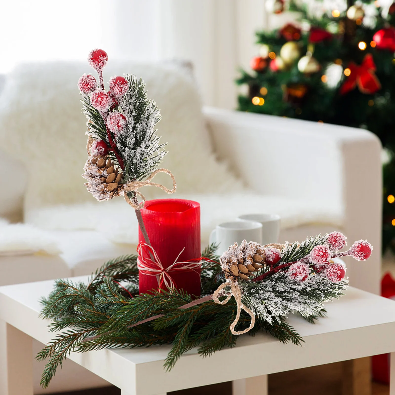 

Artificial Pine Branches with Berries 10pcs Simulation Pine Needles Picks for Christmas Decor Wreaths Floral Arrangements
