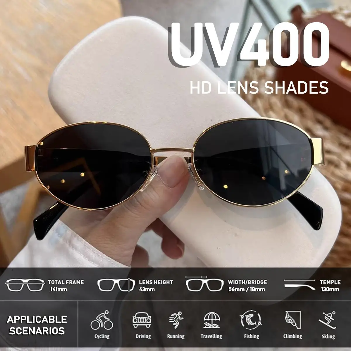 Retro Oval Sunglasses Fashion Korean UV400 Shades Anti Ultraviolet Classic Luxury Brand Outdoor Travel Eyewear Women Unisex