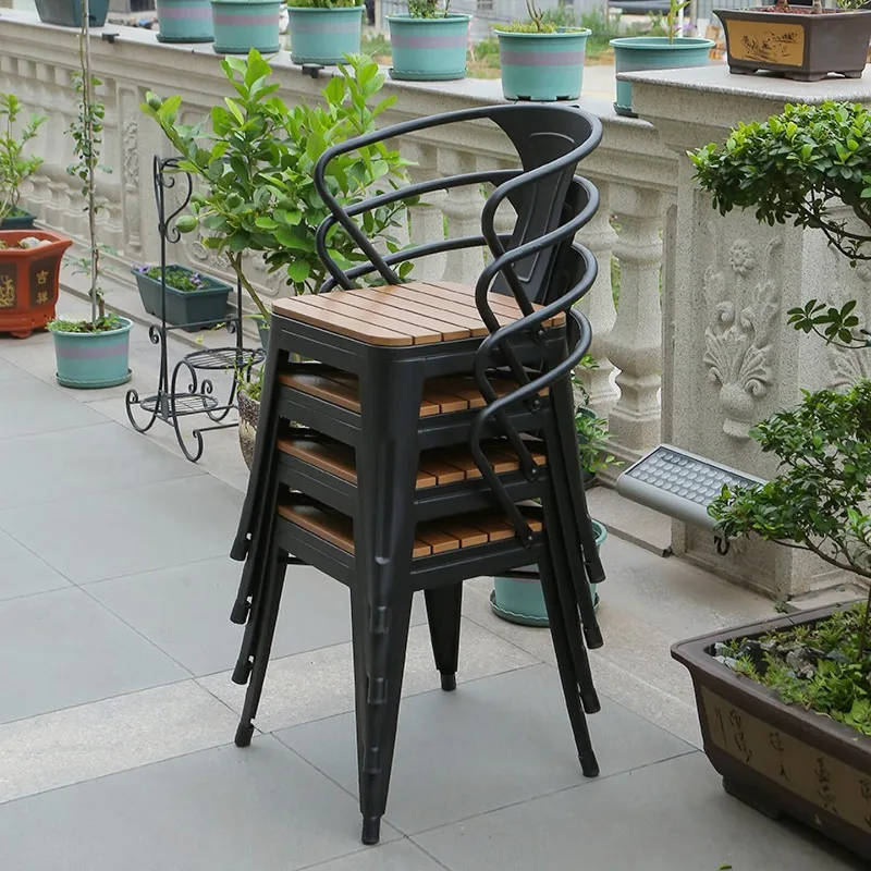Anti-corrosive wood balcony tables and chairs outdoor leisure waterproof plastic wood tables and chairs combination kit