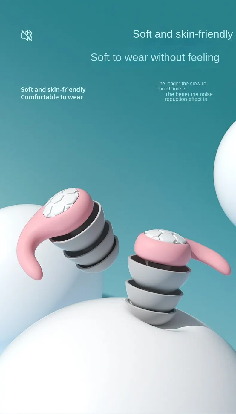 1-6pair Silicone Noise Cancelling Earplugs Noise Filter Sleep Swimming Waterproof Three Layer Mute Earplugs
