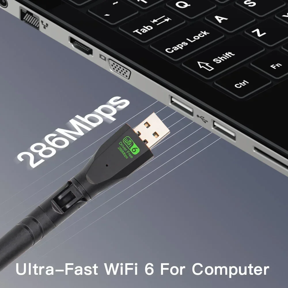 안테나 신호 수신 USB 와이파이 6 어댑터, 300Mbps 네트워크 카드 동글, 2.4GHz, 노트북 윈도우 10 11 드라이버 무료