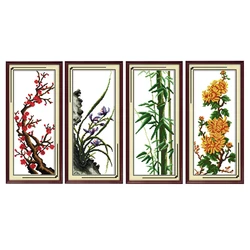 Chinese Cross Stitch Kit for Embroidery, Plum Flower, Orchid, Bamboo, Chrysanthemum, H068, H069, H070, H071(1)
