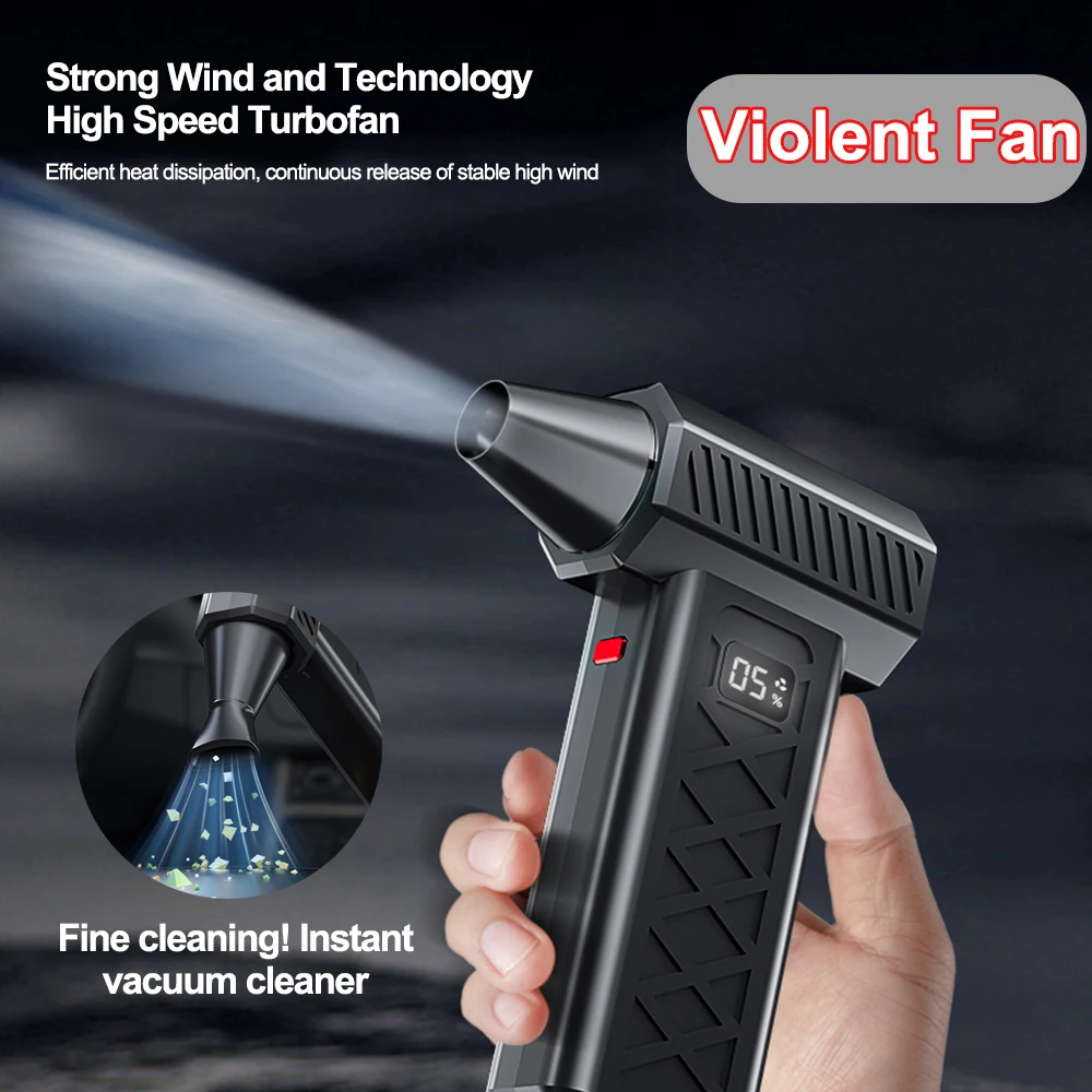 

130000 Mini Turbo Jet Fan Electric Air Duster Adjustable wind speed Turbo Violent Blower Rechargeable with Light Car Cleaning