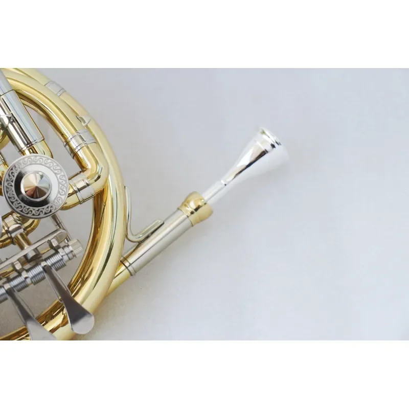 Professional Bb Piccolo Trumpet 1/4 Size Gold Plated Brass Body French Horn Style Integrated Design High Quality Musical
