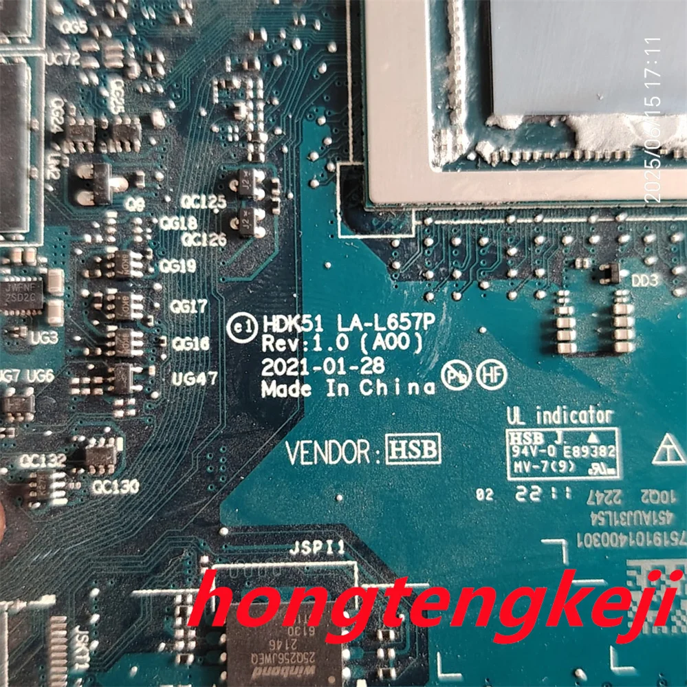 0XH9J 00XH9J CN-00XH9J para Dell G15 5525 RYZEN 7 6800H CPU + RTX 3070 8GB GPU placa base LA-L657P prueba OK