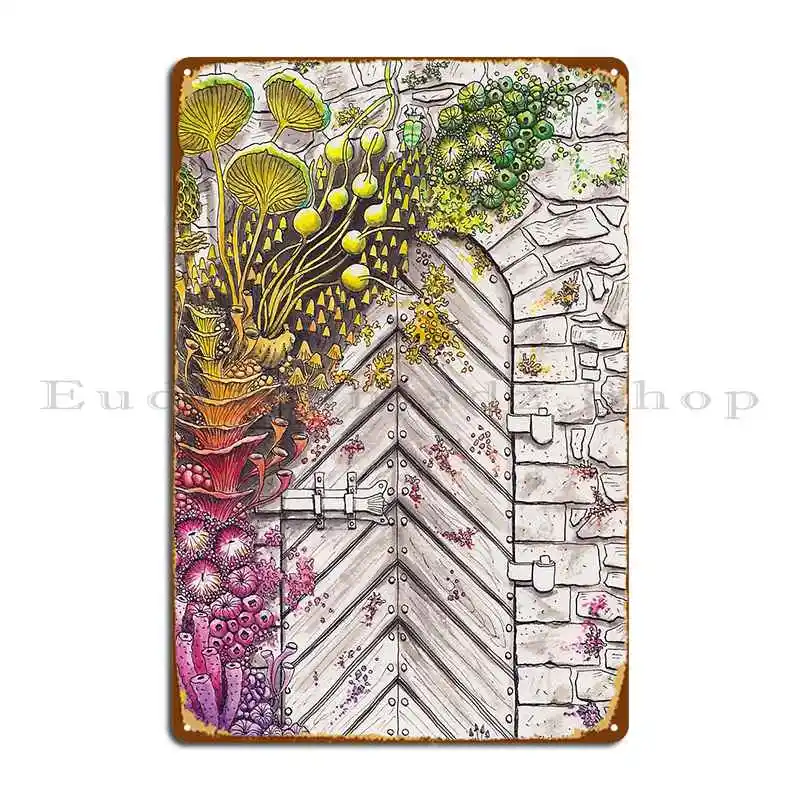 باب مع قوس قزح طبيعة علامة معدنية جدار جدارية تصميم سينما المطبخ نادي تين تسجيل ملصق