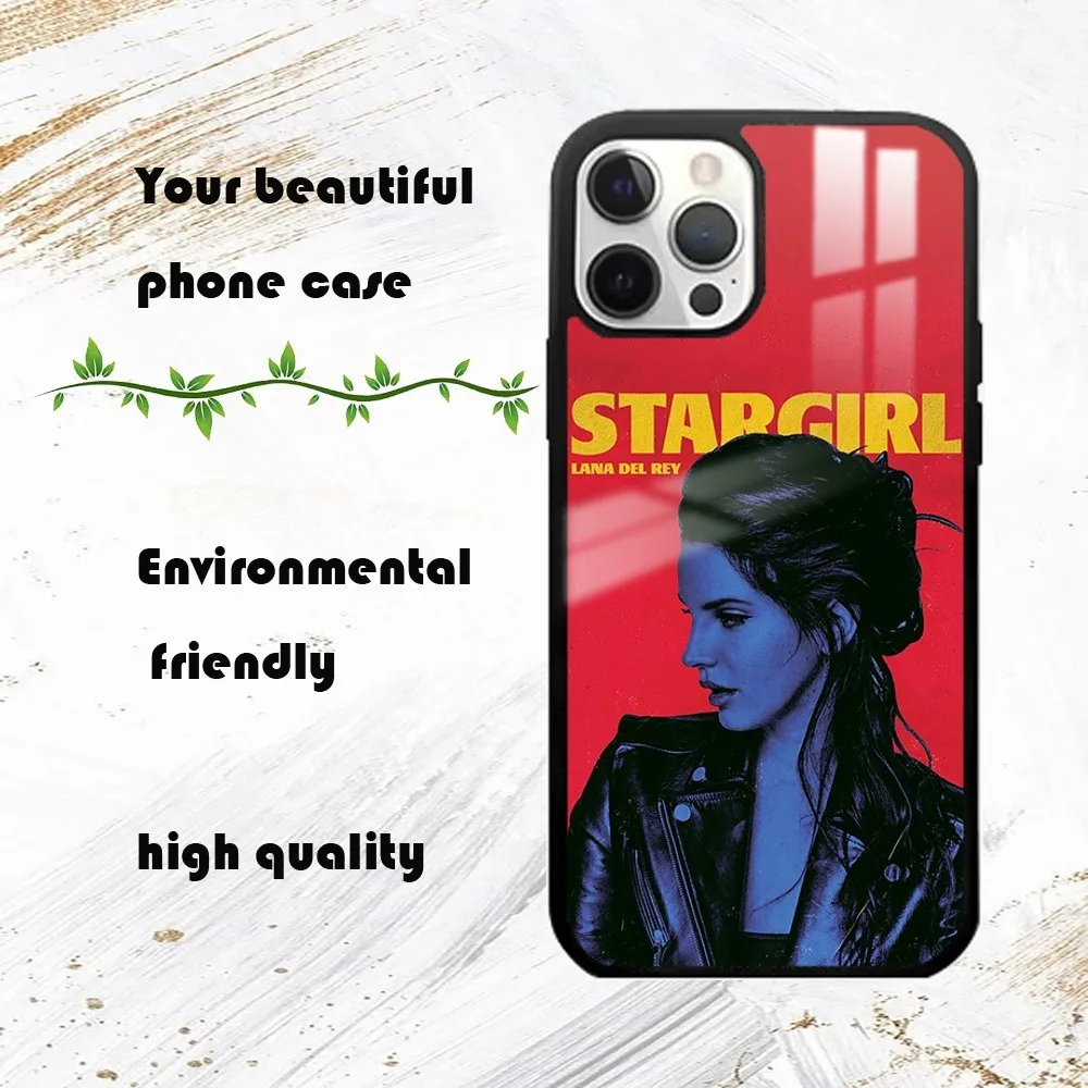 L-Lana D-Del Reys Singer Kraft Phone Case For iPhone 16 15 14 13 12 11 Pro Max Plus Mini PC Fashion mirror phone case