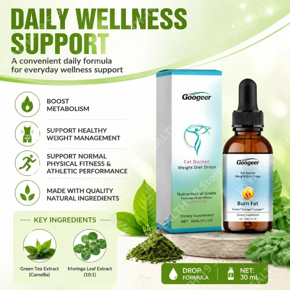 Googeer Fat Burner Weight Diet Drops Green Tea Green Coffee Garcinia For Weight Management Metabolism Fitness Support Adult 30ml
