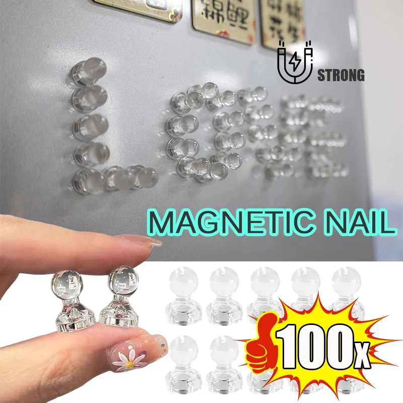 10~100PCs Transparent Magnetic Push Pins Strong Magnets Thumbtacks for Refrigerator Whiteboard Photo Display Office Home Decor