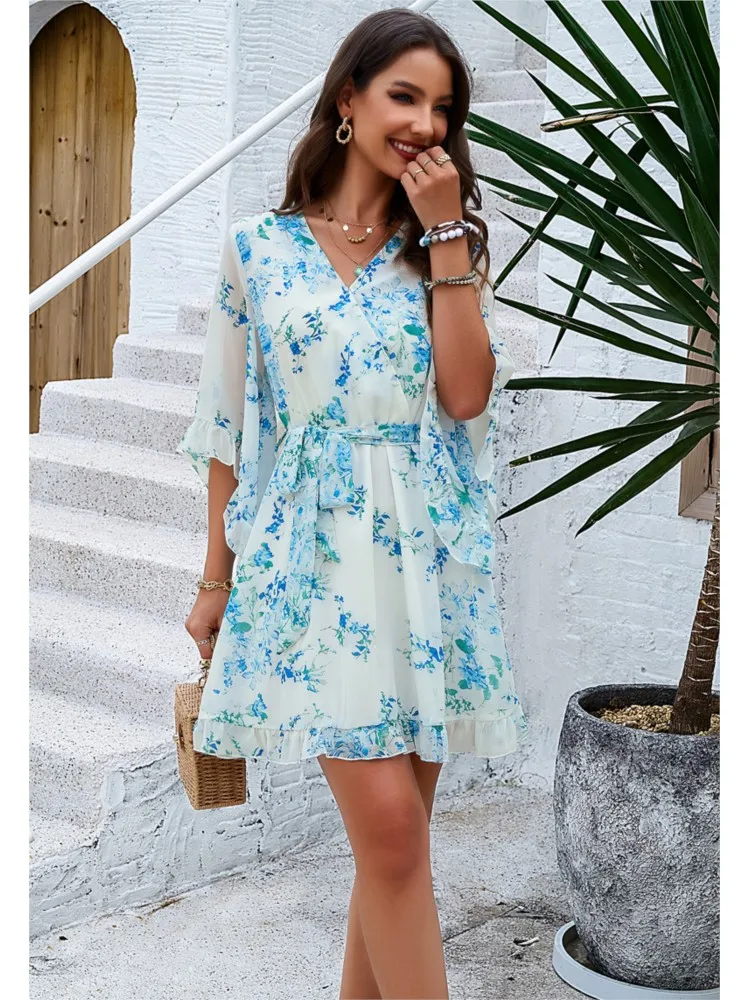 

Women's Sexy Short Chiffon Dress Mini Casual Party Holiday Beach 2026 Summer New Dress Women's Vest Women's Long Dress