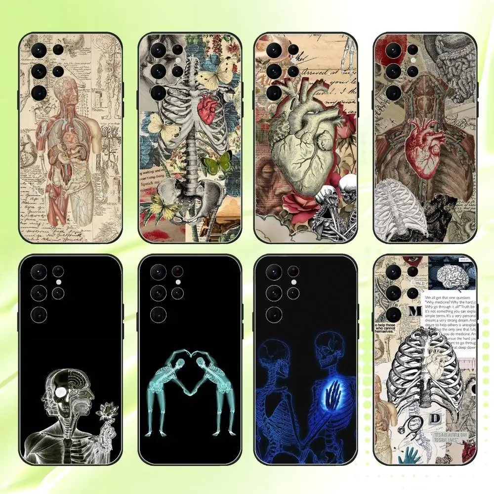

Medical Human Anatomy Phone Case For Samsung S 25,24,23,22,30,21,10,9,Ultra,Plus,Lite,FE,4,5G Black Soft Case