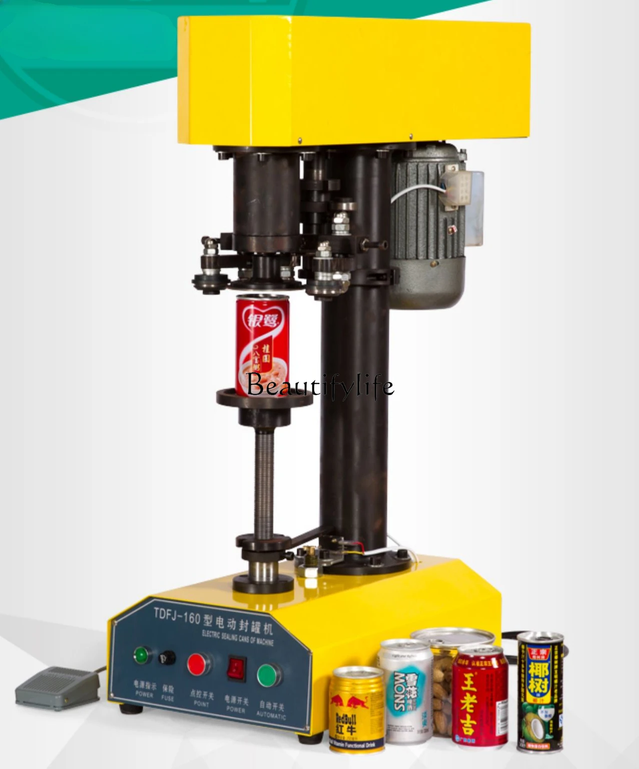 Full-Automatic Can Seamer Plastic Tank Cap Tightener Packaging Can Sealing Machine