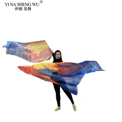 2025 Dance Worship Flag Feather Picture Scarf Silk Scarf Gradient Color Praise Flag Table Performance Props Stage Dance Church