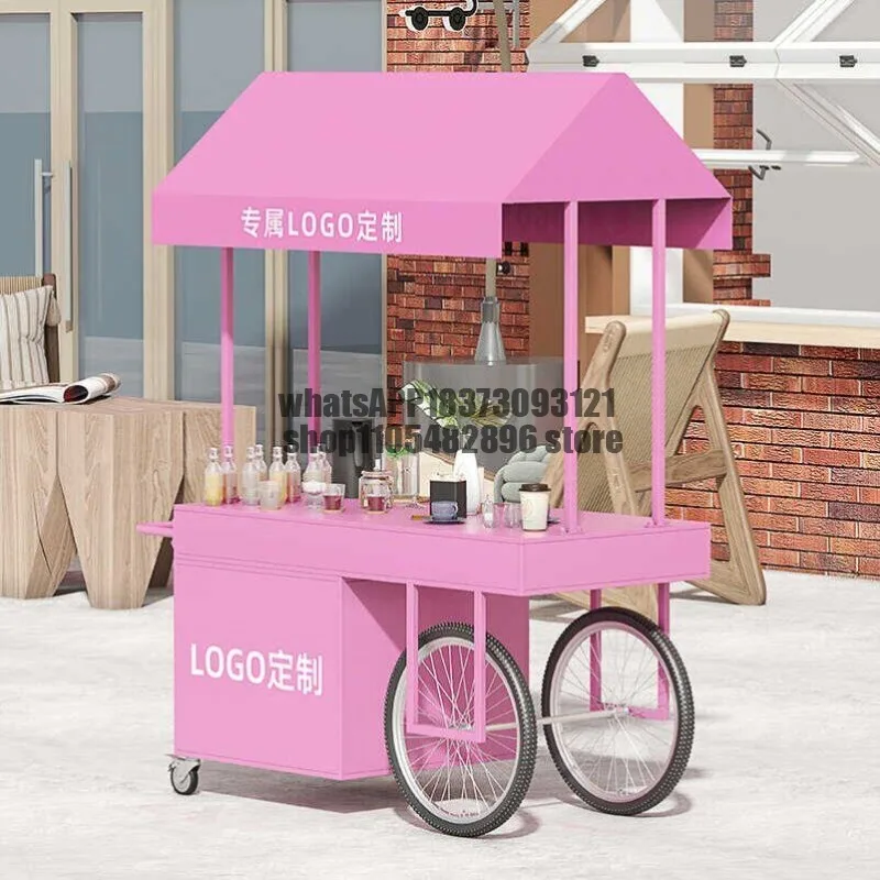 European mobile wrought iron flower cart stall night market snacks outdoor trolley shopping mall trolley stall