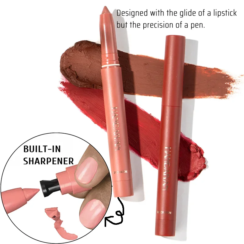 Naakt Matte Lippenstift Fluwelen Zachte Mist Textuur Lippen Liner Potlood Waterdichte Langdurige Kleurweergave Non-stick Cup Lip gloss