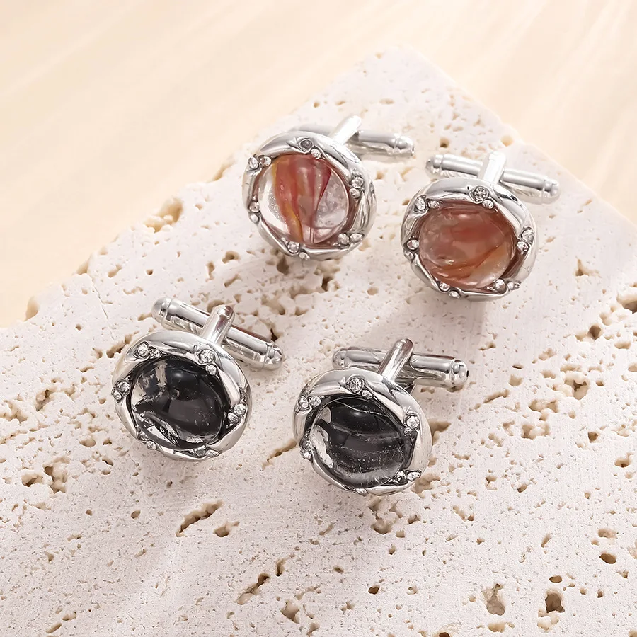Colorful Glass Cufflinks French Suit Shirt Cuff Decoration Men' Women's Universal Romantic Dream Starry Sky Aurora Series Gifts