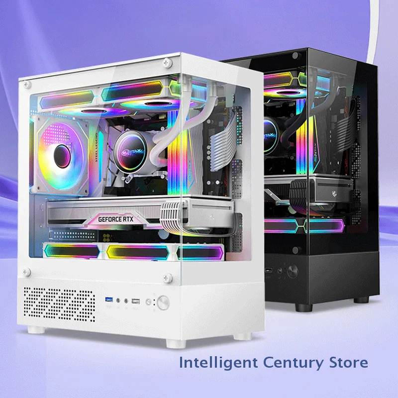 Прозрачный корпус компьютера PC Tower 270 градусов для материнской платы M-ATX/ITX, графическая карта 290 мм, длина графического процессора 160 мм, высота кулера процессора