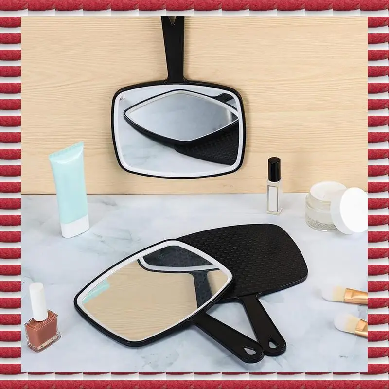 

A97G 10Pcs Portable Black Handheld Mirror Wall Mirror With Handle Multi Barber Mirror For Vanity Makeup Salon Travel
