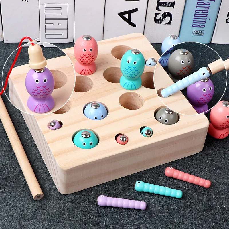 Baby Fishing Toys for Children Boys and Girls Baby Magnetic Catching Insects Early Education Building Blocks