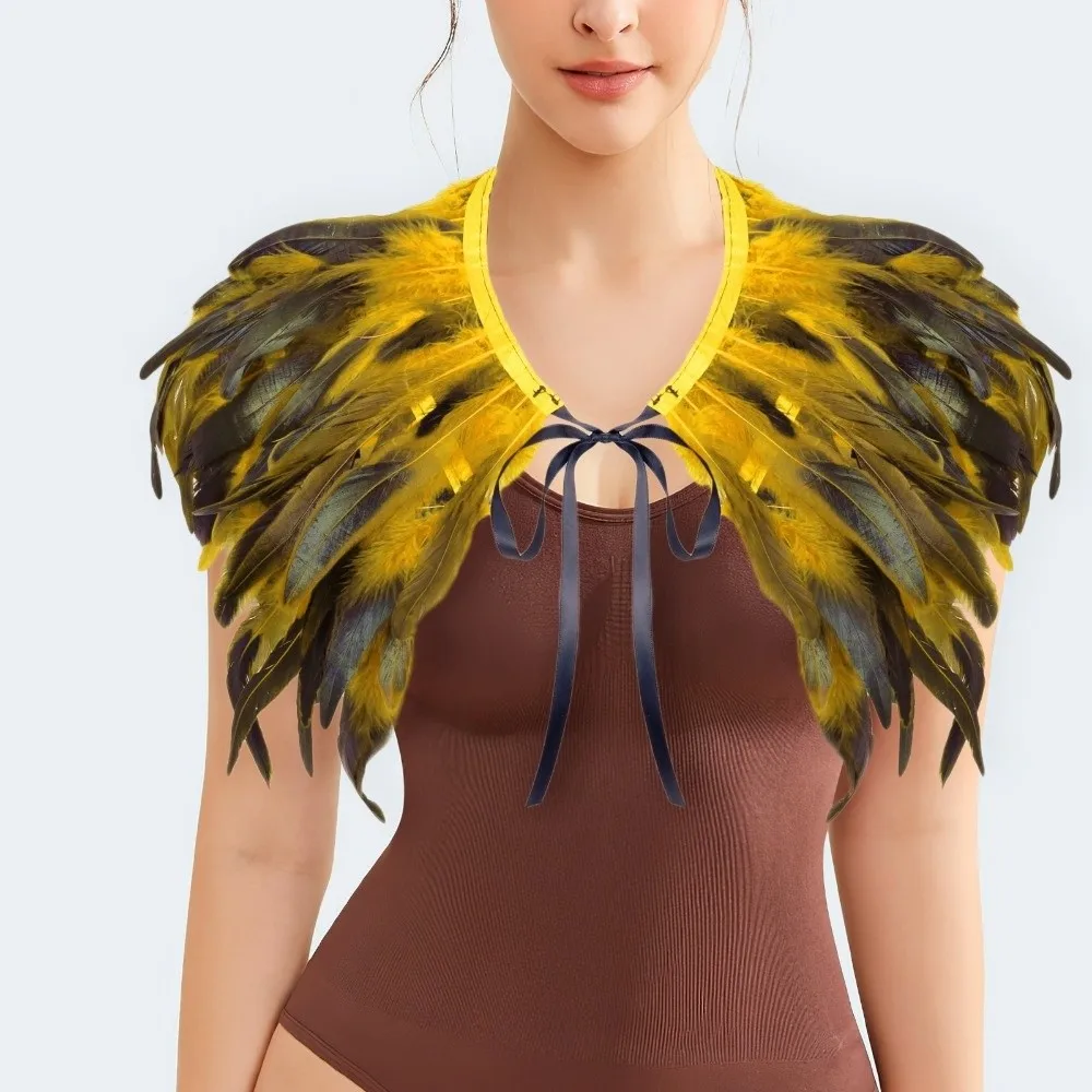 Costume Adjustable Feather Shawl Punk Retro Feather Shrug Shawl Gothic Neck Wrap Shoulder Fake Collar Women