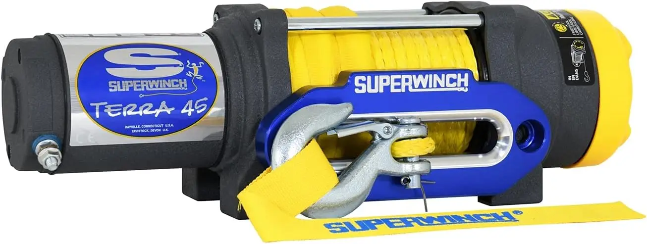 Superwinch 1145230 Terra 45 4500lbs/2046kg single line pull with hawse, handlebar mnt toggle, handheld remote,and synthetic rope