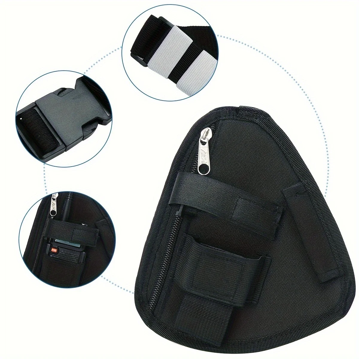 Borsa portaoggetti con tasca sul petto per walkie-talkie da esterno, portatile e leggera, con tasca con cerniera, staccabile e regolabile,