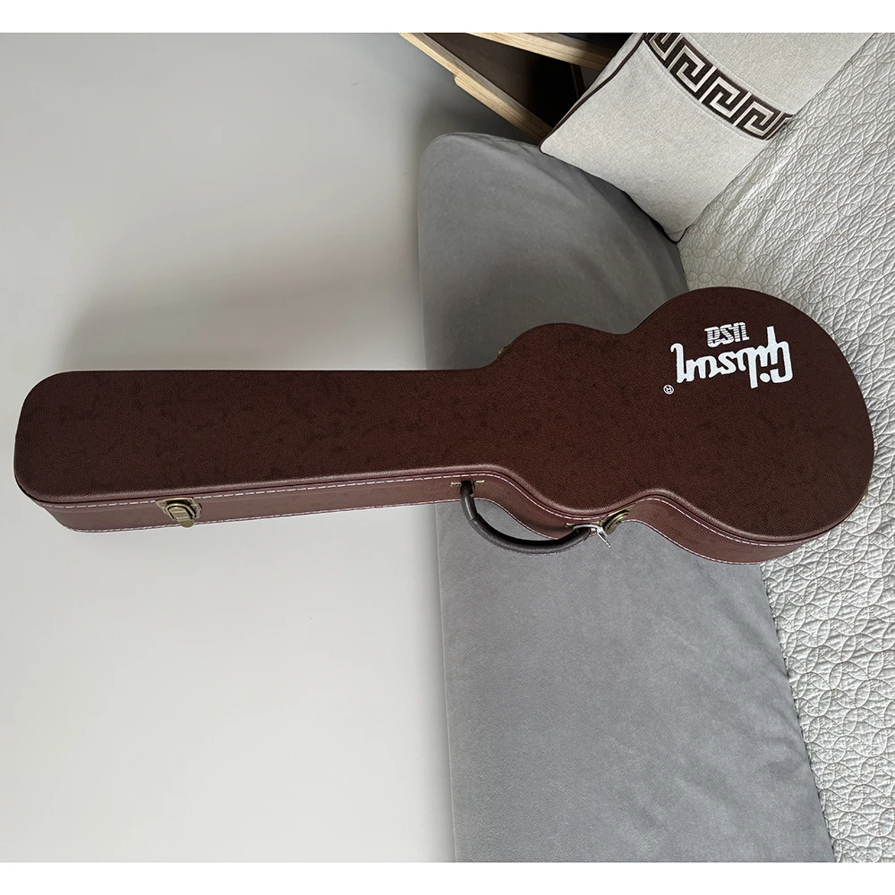 HOT!!Guitar case for Les Paul/LP electric guitar,a vintage style brown surface hard wood case,suitable for air transportation
