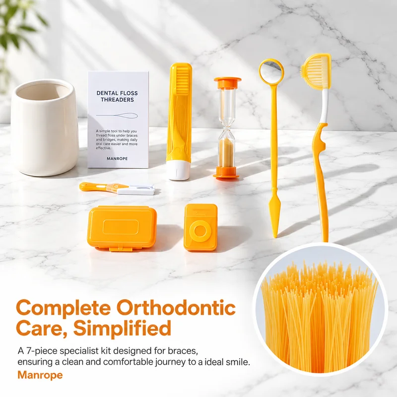 Portable Travel Oral Care Kit Foldable Interdental Brush Dental Wax Teeth Floss Cleaning Tool