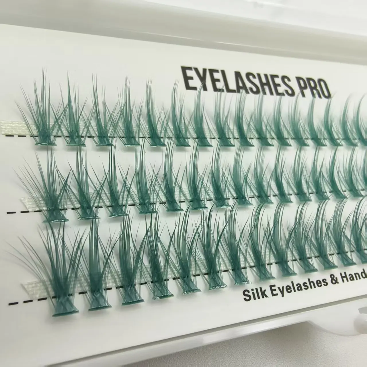 Green MU003 DIY Hand Made Eyelash Extension Segmented Flase Lashes  Lash Bundles Soft Ribbon Strip Eyelashes Makeup Lashes NEW