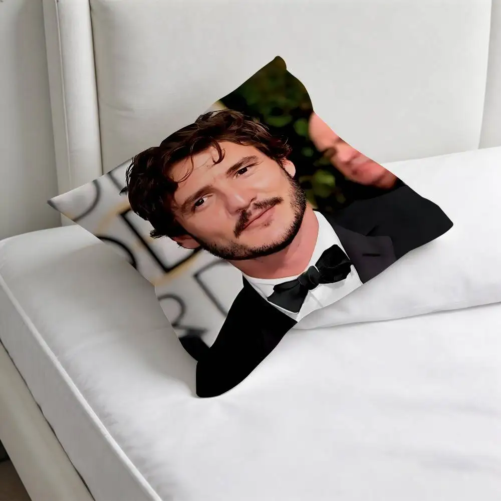 Cool Actor P-Pedro Pascal Square Pillow Cover Decorative Throw Pillow Case for Sofa Couch Bed Home Car Living Room Decoration