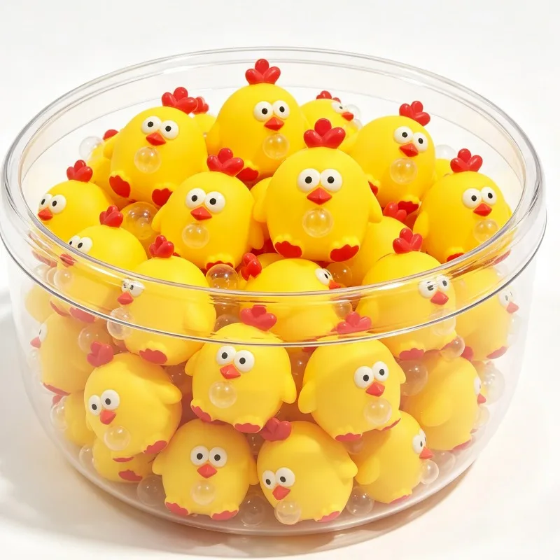 1/2Pcs Squeeze Spit Bubble Chicken Pendants Stress Anxiety Relief Fidget Tools Cartoon Accessory Women Men Kids Game Keyring