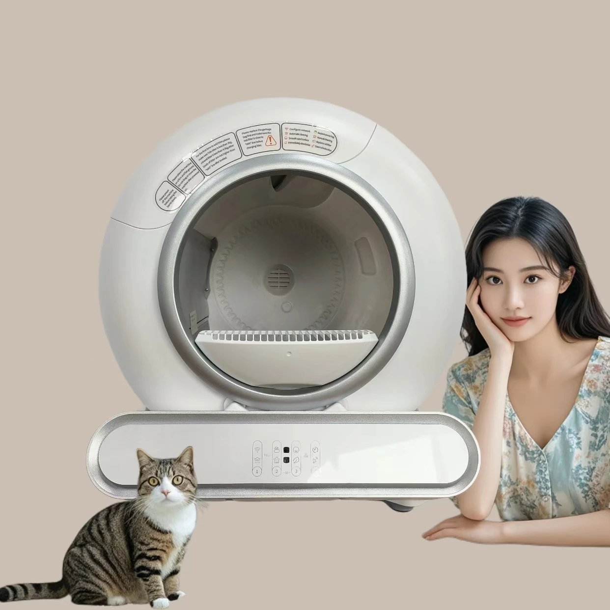 

STLF Smart Self-Cleaning Cat LitterS Box APP Control Odor Removal System Automatic Waste Disposal Safety Sensors Includes Access