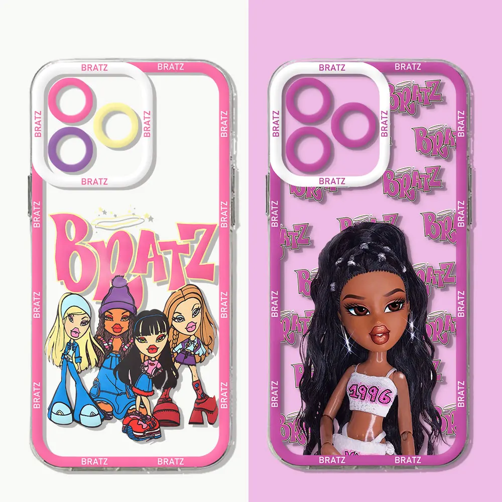 Cute Cartoon Bratzs Doll Phone Case For Xiaomi Redmi Note 13 12 12C 11 10 10C 10s 9 9s 9T 9C 8 7 Pro Max 4G 5G Transparent Cover