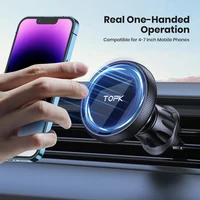TOPK for Magsafe Car Phone Holder,Powerful Magnetism Premium Quality Single-Hand Operation Metal Hook Magnetic Car Phone Mount 5