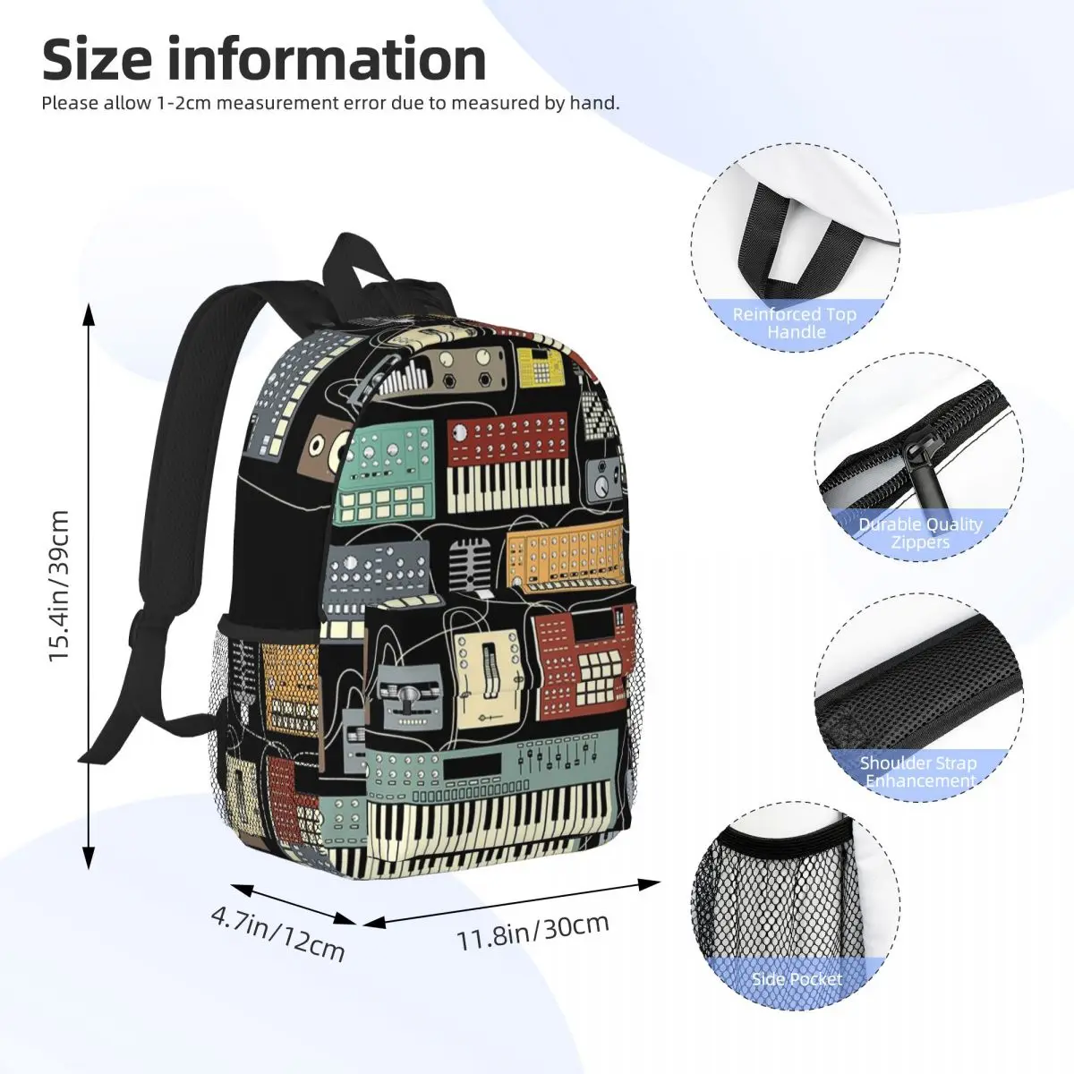 Electronic Musician Synthesizer And Drum Machine Dj Backpacks Teenager Bookbag Children School Bags Travel Rucksack Shoulder Bag