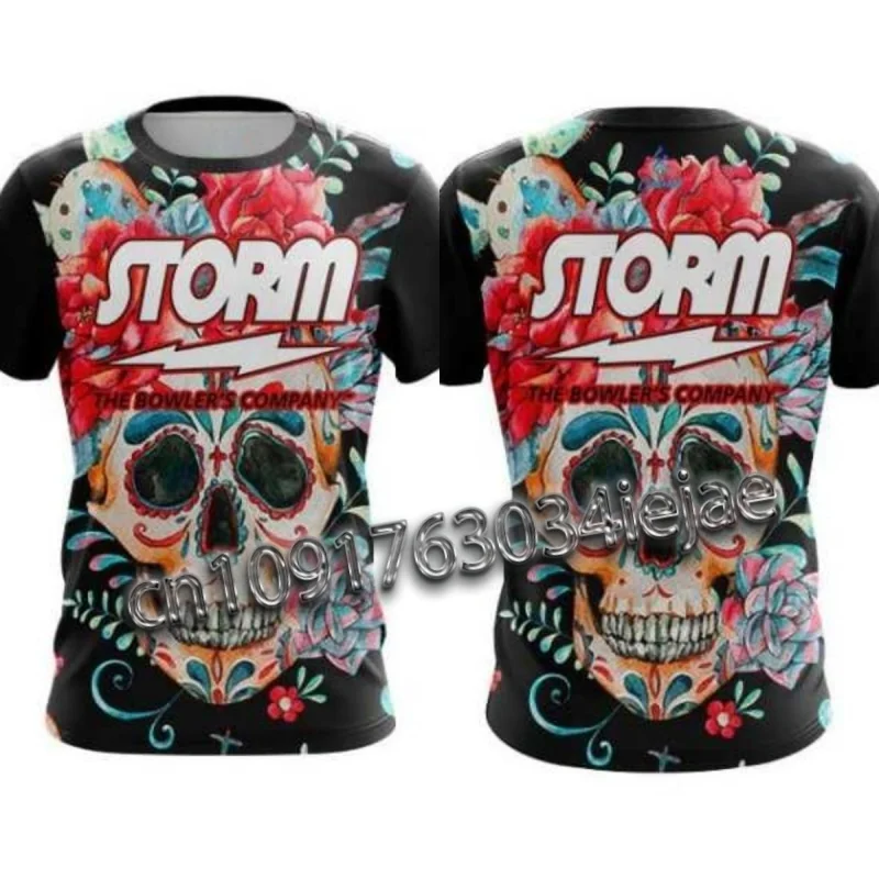 2025 Storm Printed Bowling Shirt, Men's Rainbow Dry T-shirt, Luxury and Comfortable Classic Casual T-shirt, Sports Short Sleeve