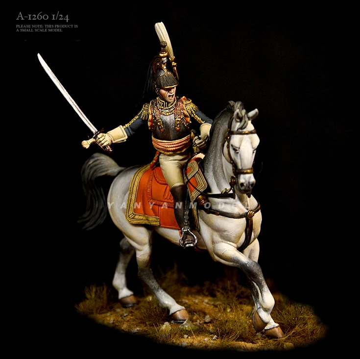 

1/24 Resin model kits figure Knight and Horse colorless and self-assembled A-1260